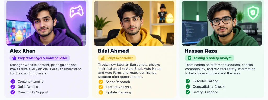 StealAnEggScr.com gaming content team profiles